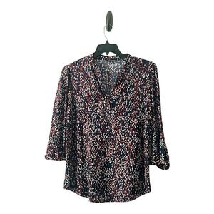 Ava & Grace Women's Pop-Over‎ Split Neck 3/4 Cuffed Sleeve Size M